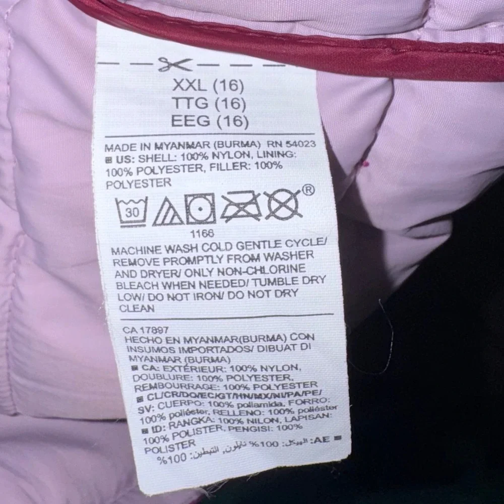 Old Navy Active Puffer Jacket‎ Girls XXL 16 Beetroot Purple Packable Zip Pockets